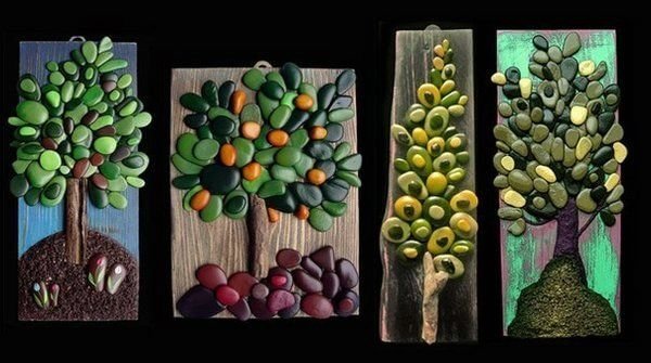 Cuadros de arboles con piedras