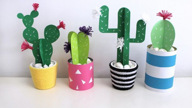 Cactus de papel para decorar