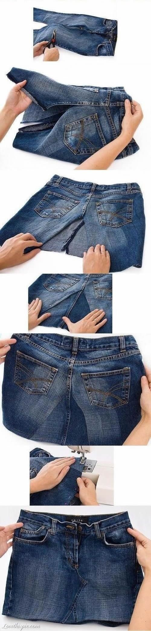 hacer una falda con un pantalon vaquero 2