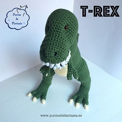 Patr贸n gratis para hacer un dinosaurio T-rex en amigurimi