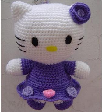 Hello Kitty patrón para hacer en amigurimi