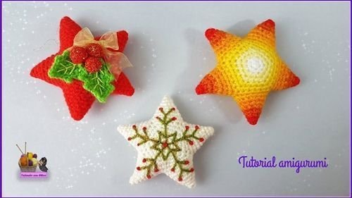 Cómo hacer estrellas de navidad en amigurimi