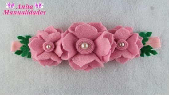 Diy+Molde para hacer una tiara con flores de fieltro