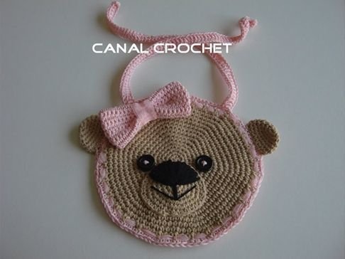 Diy + patrón para hacer un babero osito a crochet