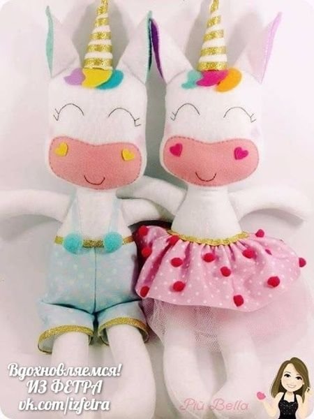 Unicornios de fieltro con moldes gratis