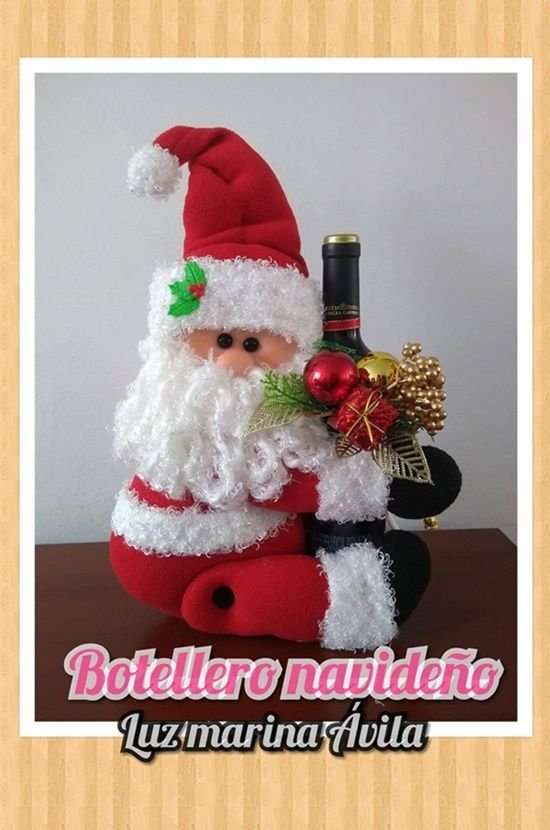 Papá Noel botellero navideño con moldes