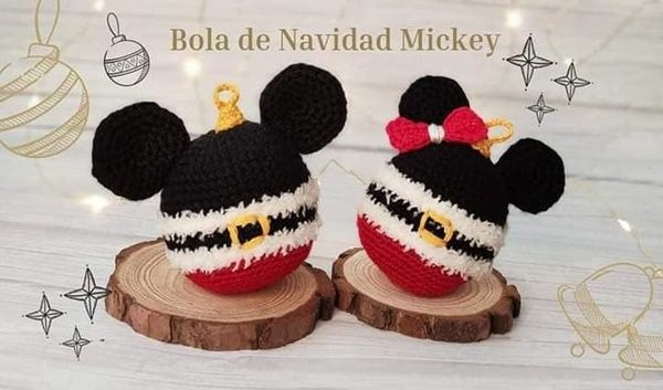 PatrÃ³n esfera de navidad Mickey a crochet