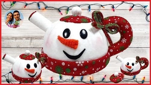 DIY+molde tetera de navidad de fieltro