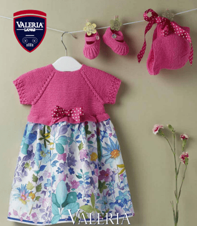 Conjunto fucsia a crochet para bebé con patrón