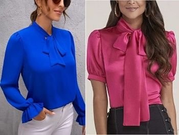 Blusa campesina con lazo y manga larga o corta