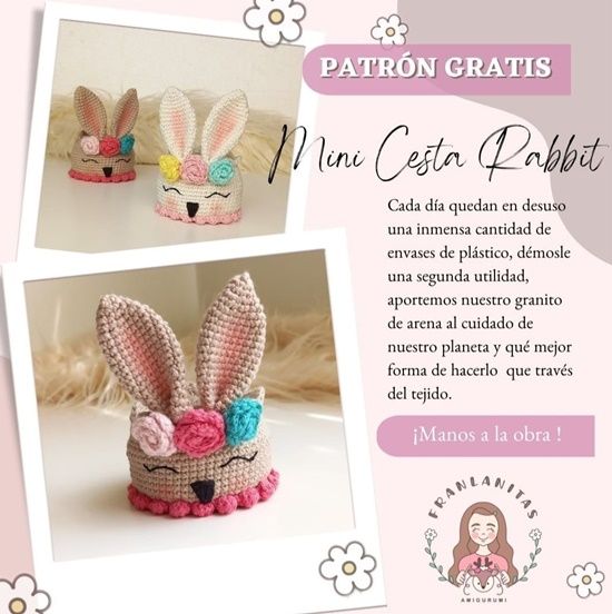 Mini cesta conejo a crochet 1 Mini cesta conejo a crochet 1