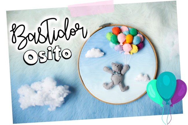 Bastidor osito y globos fieltro